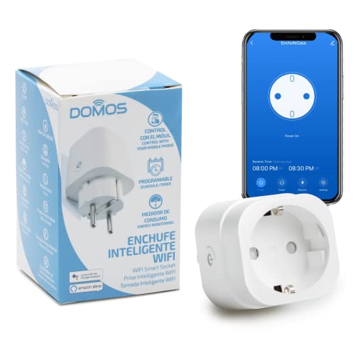 Domos - Enchufe WiFi Inteligente | Interruptor WiFi Programable con Medidor de Consumo Eléctrico | Interruptor Inteligente Smart Home Compatible con Alexa y Google Assistant