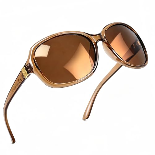 Image of SIPHEW Polarized Sunglasses for Women | Vintage Square Sunglasses w UV400 Protection | Womens Wraparound Shade