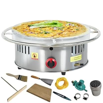 KJHYYPP Crêpes-Maker, Pfannkuchenmaschine mit Einstellbarer Temperatur, antihaftbeschichteter Crêpes-Pfanne und Holzverteiler für gewerbliche und Private (50cm)
