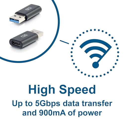 image for C2G USB C to USB A Adapter, Superspeed Adapter Converter, Plug and Pla