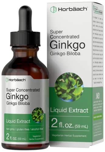 Ginkgo Biloba Leaf Liquid Extract 2 Oz | Alcohol-Free | Vegetarian, Non-Gmo, Gluten Free | By Horbaach #TOP22