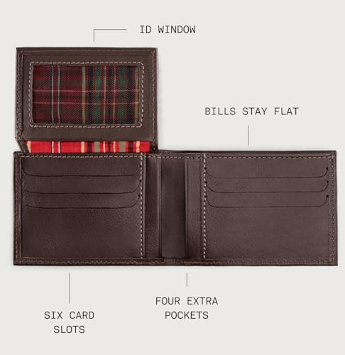 Flip Wallet NW038A – Slim Leather Wallet for Men – Minimalist Bifold with 6 Card Slots, ID Window, Unfolded Bill Pocket – Compact Front Pocket Design – Full-Grain Leather - Brown3