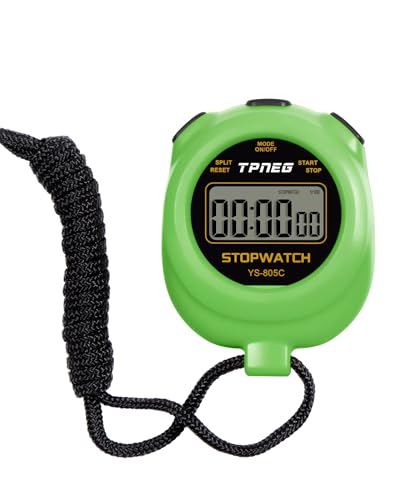 TPNEG Simple Stopwatch Timer - Easy to Use, Set Up, Read, and Carry - Large Display - On/Off, AAA Battery, No Hourly Beep - Ideal for Kids, Track and Field, Sports, Classroom - Stopwatches for Coaches