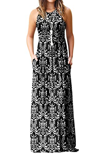 Image of DEARCASE Women's Sleeveless Summer Maxi Dress with Pockets,Beach,Vacation
