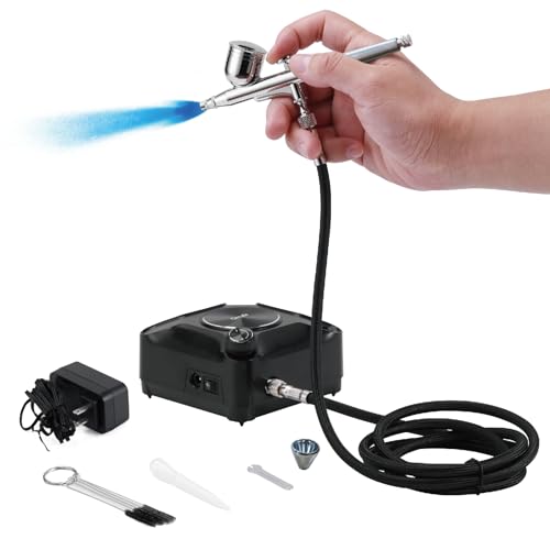 Orcair Air Brush Kit with Compressor,40PSI High Pressure Compressor with Auto Stop,Dual Action Multi-Function Airbrush Compressor with Cleaning Kit for Painting,Craft Model,Nail Art,Makeup,Tattoo