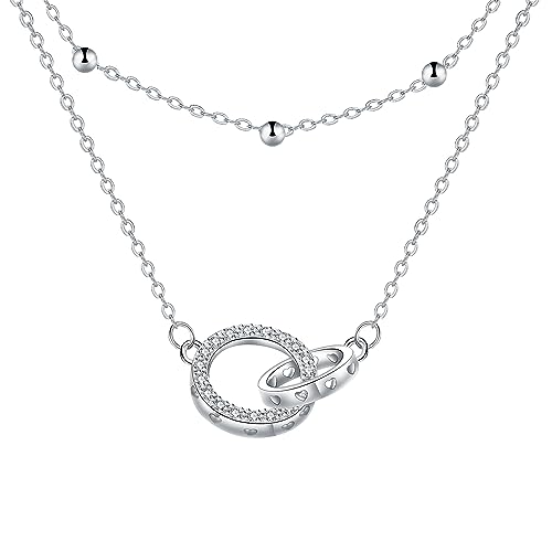 Micory Collar Mujer Plata de Ley 925 Ajustable Niñas Corazon Colgante Collares,Originales Regalos de Feliz Cumpleaños para Mujeres Niñas