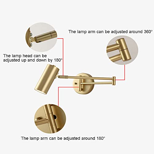 Image of Swing Arm Wall Sconce Adjustable Wall Mount Reading Light Headboard Lamp, Modern Hardwired Sconces GU10 Wall Swivel Spot Lights for Bedroom Bedside Living Room Study