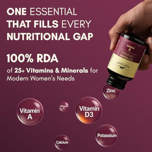 Image of Rasayanam Multivitamin for Women | 55 Ingredients with 100% RDA of Essential Vitamins & Minerals | Energy, Hair, Skin, Hormonal, Bone & Immunity Support | Daily Multivitamin Tablets for Women With Collagen & Antioxidants Blend - 60 Tablets