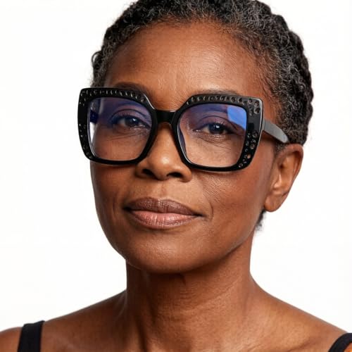 Image of ICARA 3 Pack Fashion Oversized Square Reading Glasses for Women, Retro Celebrity Style Blue Light Blocking Computer Readers