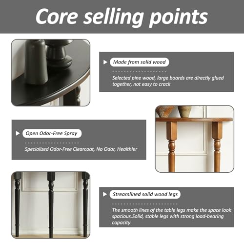 Mesa consola de madera maciza compacta y duradera para zonas de paso 4