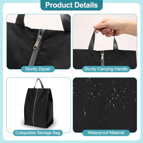 Paterr 18 Pcs Shoe Bags for Travel XX-Large Storage Packing Organizer Waterproof Shoe Carrier with Zipper Protable Covers for Travel for Women Men, Black3