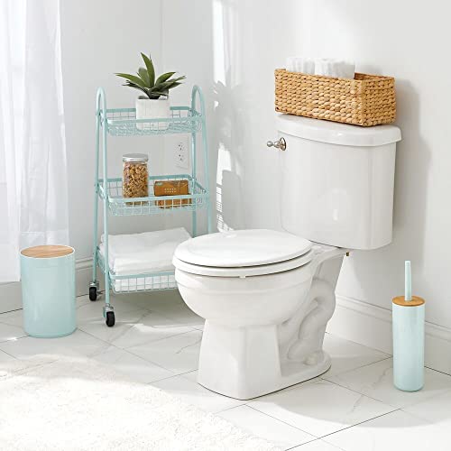 mDesign chariot à roulettes en métal – rangement salle de bain mobile et spacieux à 3 niveaux – étagère rangement pratique pour la chambre d'enfants ou la salle de bain – vert menthe