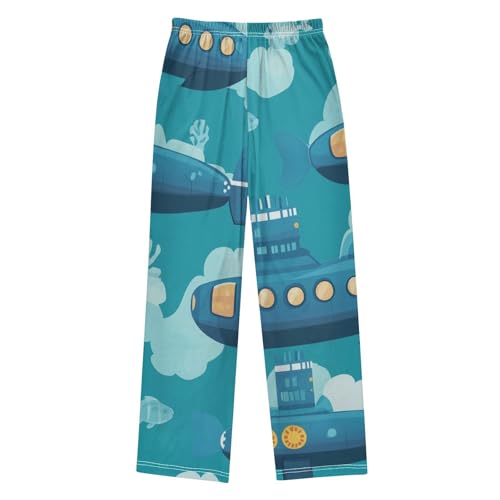 ZZXXB Cartoon Submarine Boys Long Pants Soft Trousers Elastic Waist Kids Lounge Bottoms with Pockets S-XL2