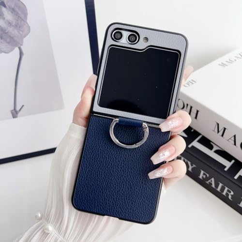 Coque Galaxy Z Flip 3 5G étui cuir bleu antichoc Samsung Z Flip 4 5