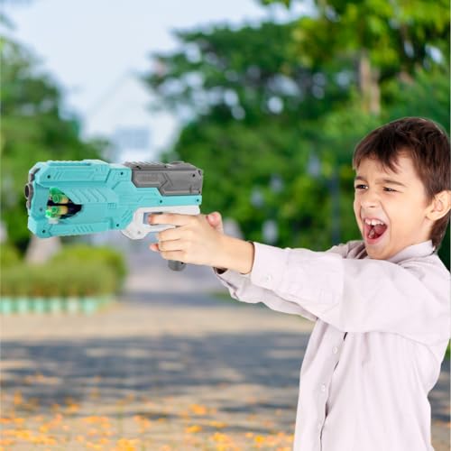 Image of Aditi Toys High Performance Six Fire Gun, Toy Blaster Gun with 6 Dart Rotating Drum, Hi-Arm Toy Gun for Kids Above 6 Years, Accurate Upto 45 Feet, Includes 10 Soft Bullet Darts, BIS Approved. (Blue)