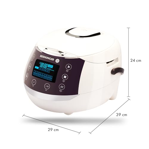 Reishunger Digital Rice Cooker and Steamer (1.5 litres for 8 people) - white - with Keep Warm Function & Timer - Incl. Premium Inner Pot - Multi Cooker with 12 Programmes & 7-Phase Technology - Image 3
