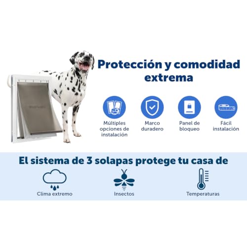 Puerta para mascotas PetSafe de aluminio extra grande con tres solapas 7