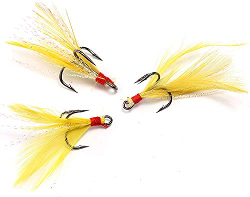 Feather Fishing Hooks - Flash Teaser Hook Feather Dressed Strong Round Bend Fishing Treble Hooks Kit Fishing Tackle Lure Bait Saltwater Freshwater For Mackerel, Small Tuna (15/50Pcs) #TOP5