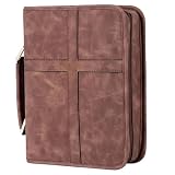 Homyl Pu Book Tote Custodia Bibbia Porta Libri Organizer Trasporto Manico Protettiva Resistente Impermeabile Adatta per Viaggi Studio Incontri Religiosi, Marrone