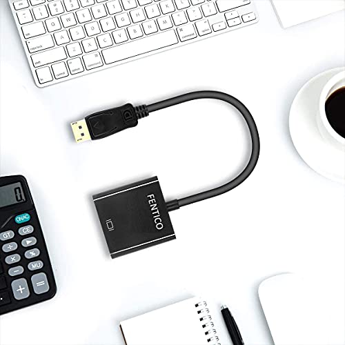 Image of FENTICO DisplayPort (Not USB) to HDMI Adapter, Gold-Plated Display Port to HDMI Converter, DP to HDMI Cord Compatible with Computer, Desktop, Laptop, PC, Monitor, Projector, HDTV (UNI-DIRECTIONAL)