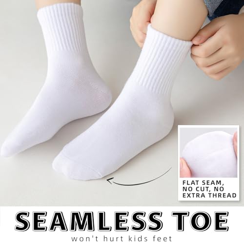 6 Pairs Kids Socks Boys Girls Athletic Crew Socks for School Uniform Cotton Seamless Toe3