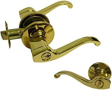 eBuilderDirect Polished Brass Entry Entrance Lock Door Lever Handle Knob Keyed Alike 835PB