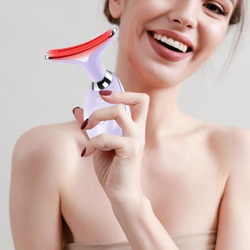 Image of Facial Massager Red-Light-Therapy-for-Face and Neck, Face 𝖲 culpting Wand with 7 Color (Light Purple)