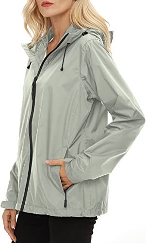 Image of Women's Rain Jacket Lightweight Waterproof Raincoat | Hooded Windproof Rain Coats Adjustable Windbreaker Rainy Snow Day