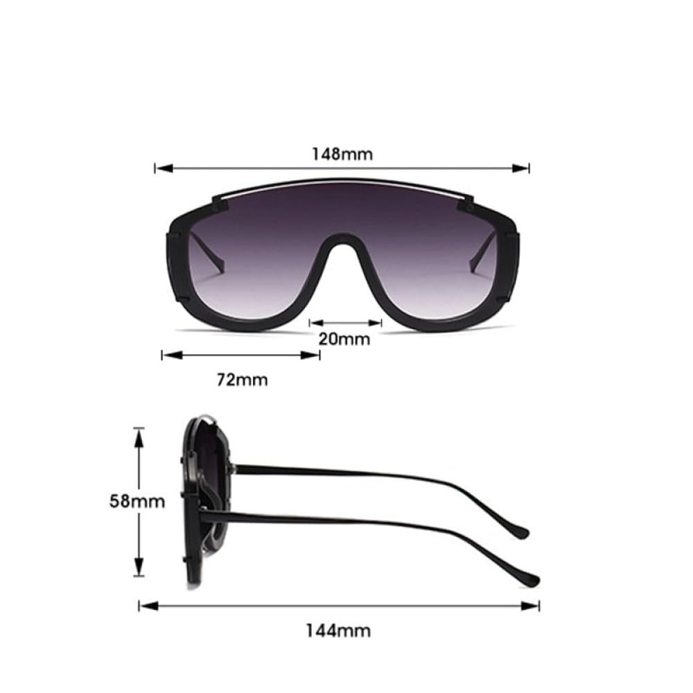 Gafas de sol cuadradas vintage de moda para mujeres y hombres, gafas de sol de gran tamaño de una pieza, gafas de sol de lujo a la moda