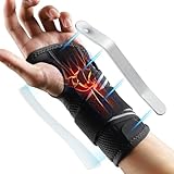 AGPTEK Attelle Poignet, Orthese Poignet Gauche avec 2 Plaques en Aluminium, Idéal pour Sy...