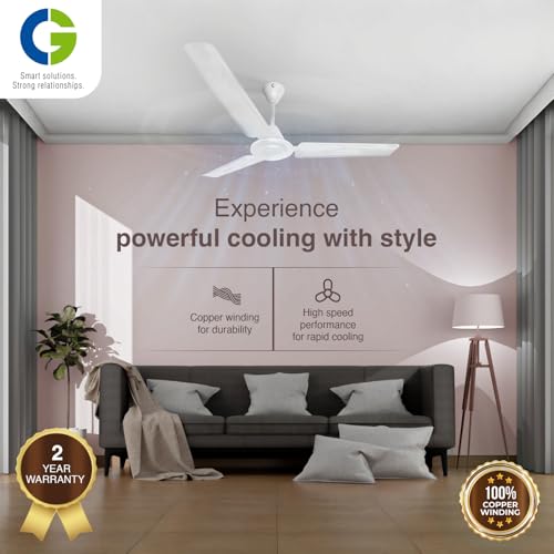 Image of CG Sahajair | High-Speed 1200mm Ceiling Fan | 100% Copper motor | 2 Year Warranty | Superior Air Delivery | Double Ball Bearing | Opal White