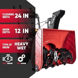 PowerSmart Snow Blower Gas Powered - 24-Inch 212cc 2-Stage Gas Snow Blower with Corded Electric Start