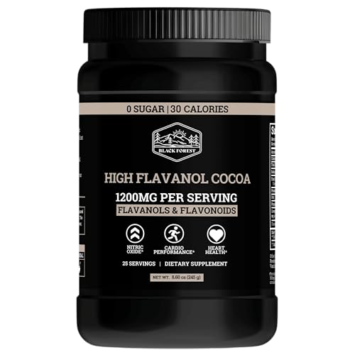 Black Forest High Flavanol Cocoa Powder (1200mg Flavanols & Flavonoids Supplements)10X More Flavanols (Epicatechin) Than Cocoa & 600mg of Epicatechin Supplement for Heart Health, Nitric Oxide & Energy