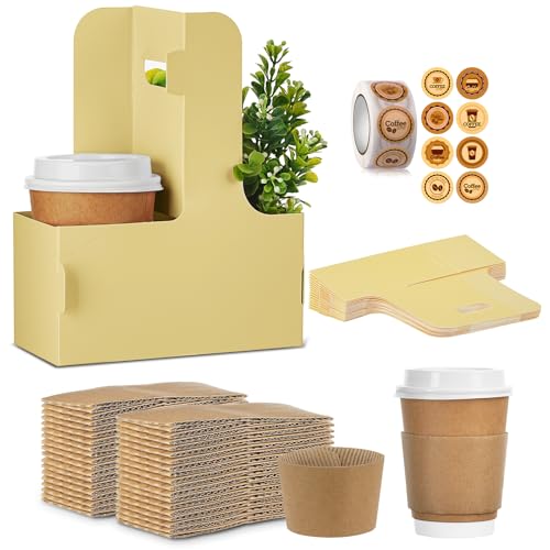 2 Cup Drink Carrier 16 Pack - 50% Off Disposable Coffee Cup Holders
