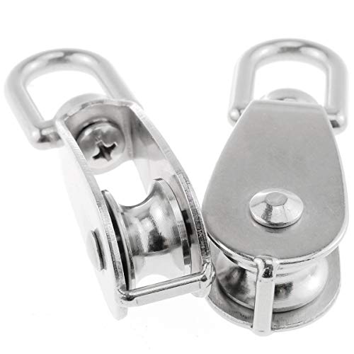 Lind Kitchen 2Pcs Lifting Single Pulley Stainless Steel Heavy Duty Single Wheel Swivel Lifting Rope Pulley Block M15 #TOP6