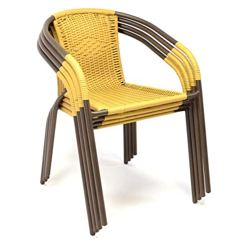Nexos 2er Set Bistrostuhl Stapelstuhl Balkonstuhl Poly Rattan Gartenstuhl Terrasse Stuhl beige - 4