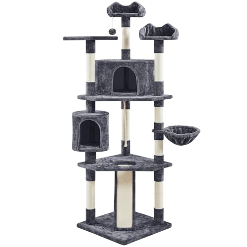Torre para gato grande 79 pulgadas multi-niveles gris oscuro miniatura 1