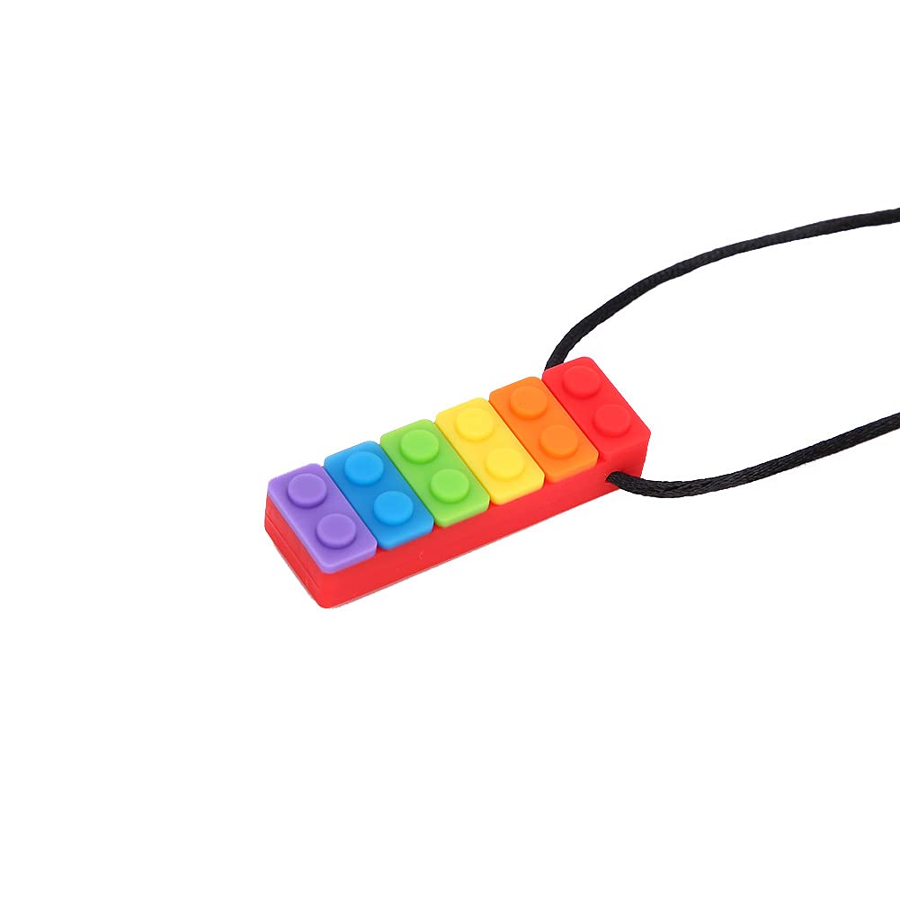 Yechiry Building Block Shape Teether Pendant Necklace Silicone Teether for Restless Children Green (#1)
