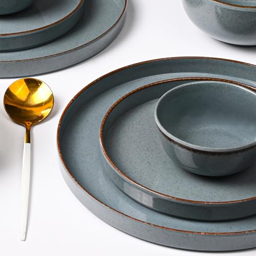 Image of MARKET 99 Melamine Plato Dinner Set of 20 Pcs | Glossy Blue Heaven Dinner Set with Round Shape and Plain Design | 6 Full Plate, 6 Quarter Plate, 6 Soup Bowl & 2 Serving Bowl