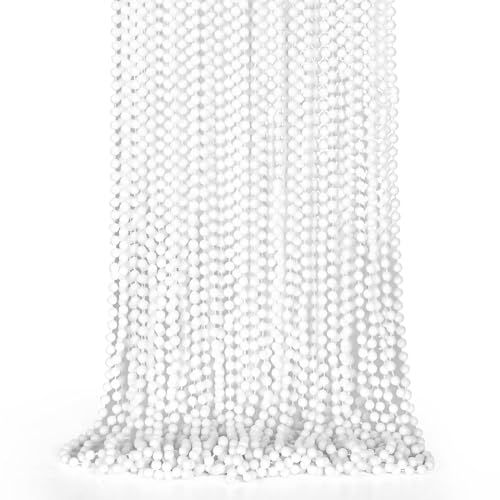 Image of EOBOH 24PCS Bead Necklace, White Beaded Necklace Party Favors Bulk, 33 inch Mardi Gras Beads Necklaces, Festival Parade Throw Accessories for Mardi Gras Wedding Birthday Celebrations Decorations