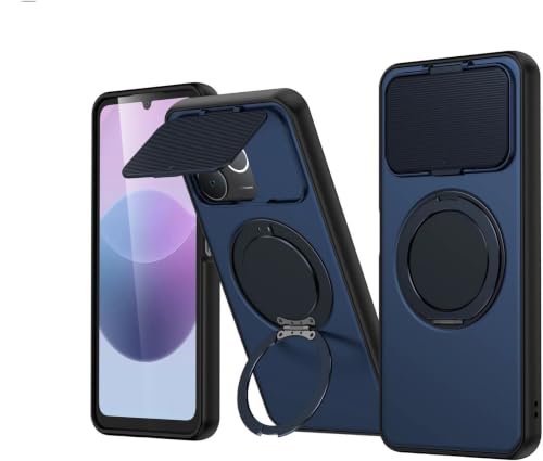 Image of SPAZY CASE Realme Narzo Power Back Cover|Premium Magnetic Ring Stand Case with Camera Protection Slider|360 Rotating Kickstand|Slim & Strong Grip Phone Case for Realme Narzo Power-Blue