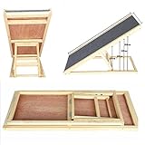 3.4 Alturas Ajustables - Rampa madera perro con 4 alturas ajustables, se pueden elevar a 30cm, 40cm, 50cm, 60cm para satisfacer sus diferentes demanda altura. Esta rampa plegable portatil es ideal para sofá, cama, silla o automóvil.