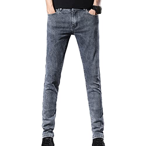Men's Skinny Slim Fit Stretch Jeans Tapered Leg Denim Pencil Pants Lightweight Classic 5 Pocket Jean Trousers (Light Grey,36)