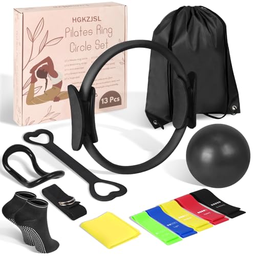 Image of Home Pilates Essentials Kit for Women,Pilates Equipment Set with 9 Inch Yoga Ball,Figure 8 Resistance Band,Pilates Bands & Accessories,Pilates Ring and Ball Set for Beginners Home Workouts