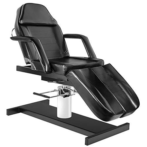 Activeshop 210C Pedi Kosmetikliege Massageliege Massagetisch Massagestuhl Schwarz bis 150 kg belastbar Premium-PU-Leder 180 x 63 x (64-80) cm (L x W x H)