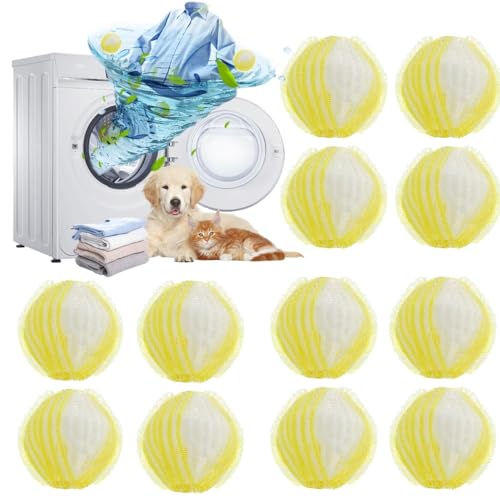 #Commissioniguadagnate<br>12 Pezzi Acchiappa Peli per Lavatrice Sfera Cattura Peli Lavatrice Riutilizzabile Rimuovi Efficacemente Peli di Animali Capelli e Lanugine dal Bucato Delicato sui Tessuti