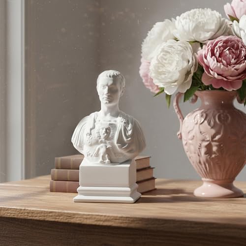 Estatua de Julio César en yeso blanco 14 cm miniatura 6