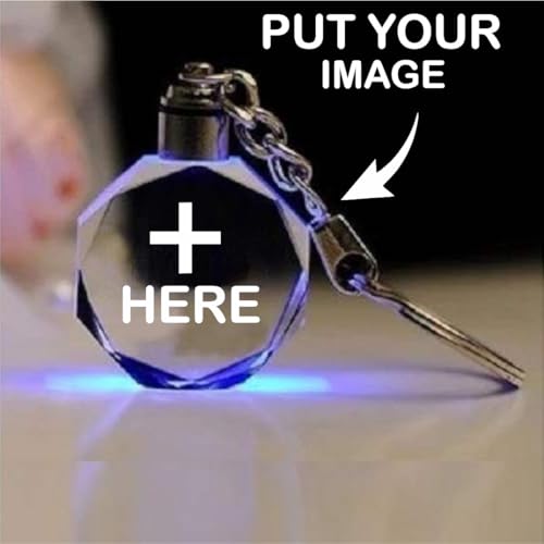 Image of Rangoli Crystal Photo Round Diamond Cut Shape- Custom Engraved Glass Picture, LED Light Base Option - Unique Gift for Birthday,Wedding, Anniversary, Couples,Memorial, and Special Occasions