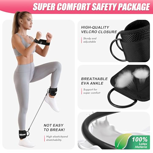 Image of Ankle Resistance Bands with Cuffs, Resistance Bands Set for Working Out, Leg and Glute Exercise Bands - Home Gym Workout Equipment for Women, Booty Building, Pilates, Rehab, Physical Therapy