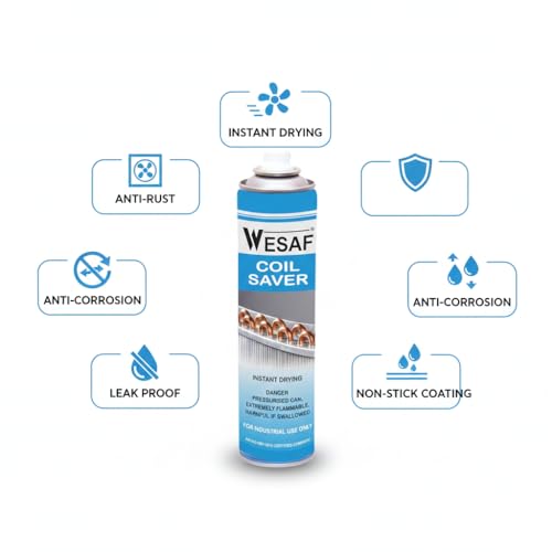 Image of Wesaf AC Coil Coating Spray Blue 300g | Coil Saver Spray | Anti-Rust and Anti-Corrosion Protector for Condenser and Evaporator Coils, Fast Drying, Leak Proof (Grade-4264)